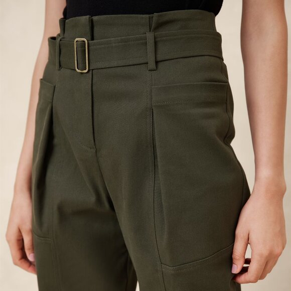 Banana Republic Factory Twill Belted Tapered Pant size 4 Black - Picture 2 of 5